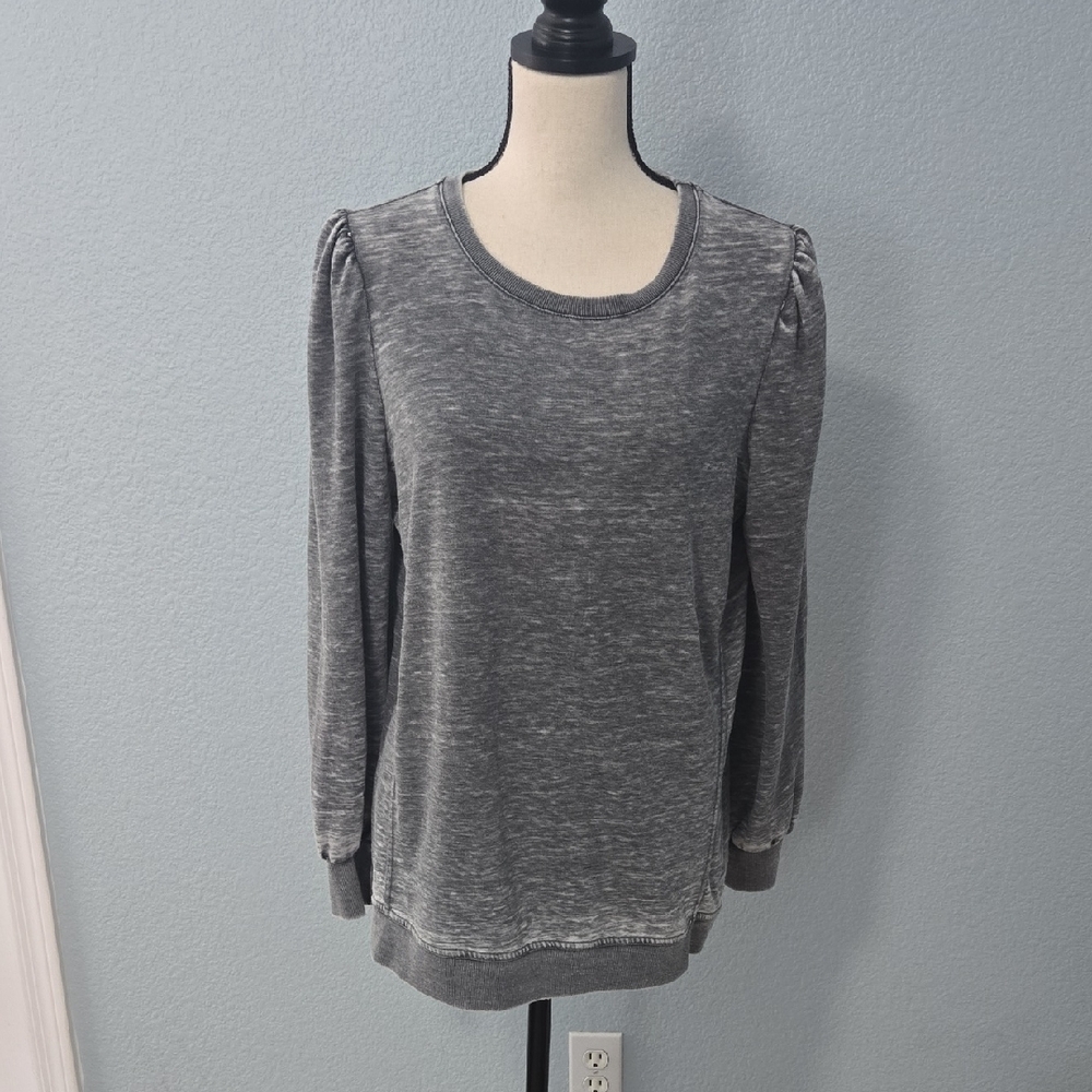 JANE AND DELANCEY Sweater Sweatshirt Pullover Burn Out Gray Size Large